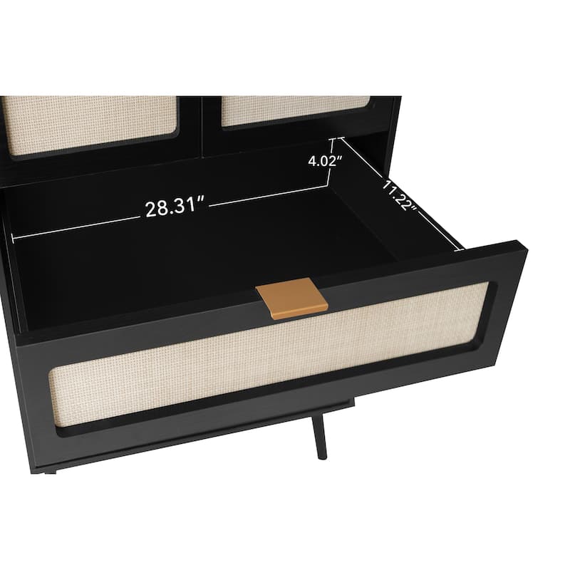 Natural Rattan 5 Drawer Cabinet, Accent Storage Cabinet