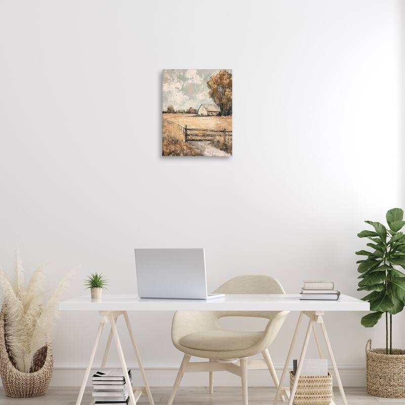 Stupell Fenced In Farm View Canvas Wall Art Design By Petal Prints Design