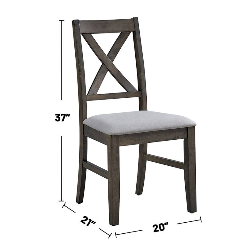 Set of 2 Dining Side Chairs with Padded Seat in Gray