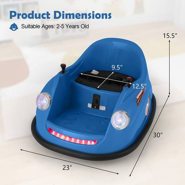 dimension image slide 3 of 4, Gymax 12V Electric Kids Ride on Bumper Car Battery Powered Bumping Car - See Details