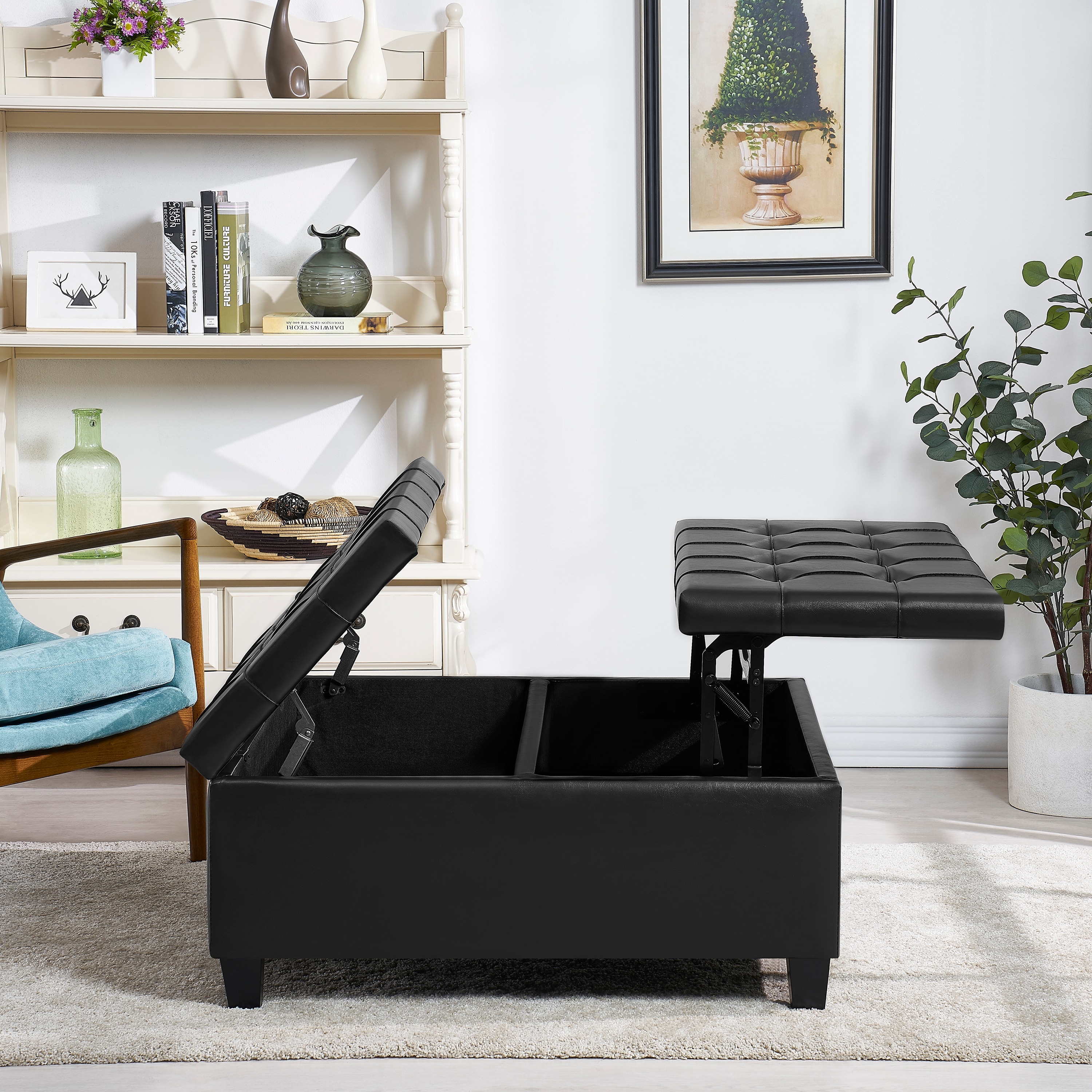 Coffee table bench store ottoman