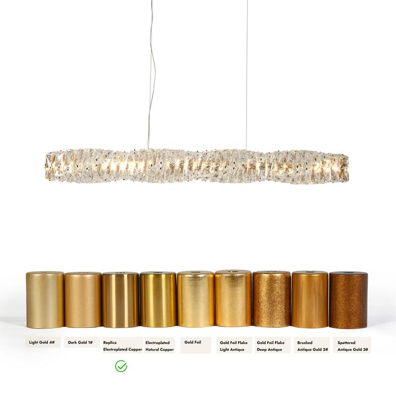 Modern Glam 1-Light Gold LED Chandelier Linear Crystal Pendant Lights for Dining Room - 38.5"L x 4.5"W x 4.5"H