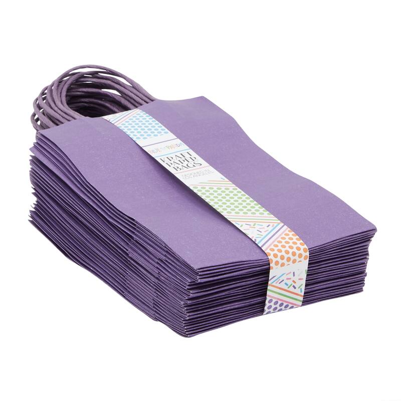 Blue Panda 25 Pack Small Gift Bags with Handles for Gifts, Paper Bag, Purple, 9 x 5.5 x 3"