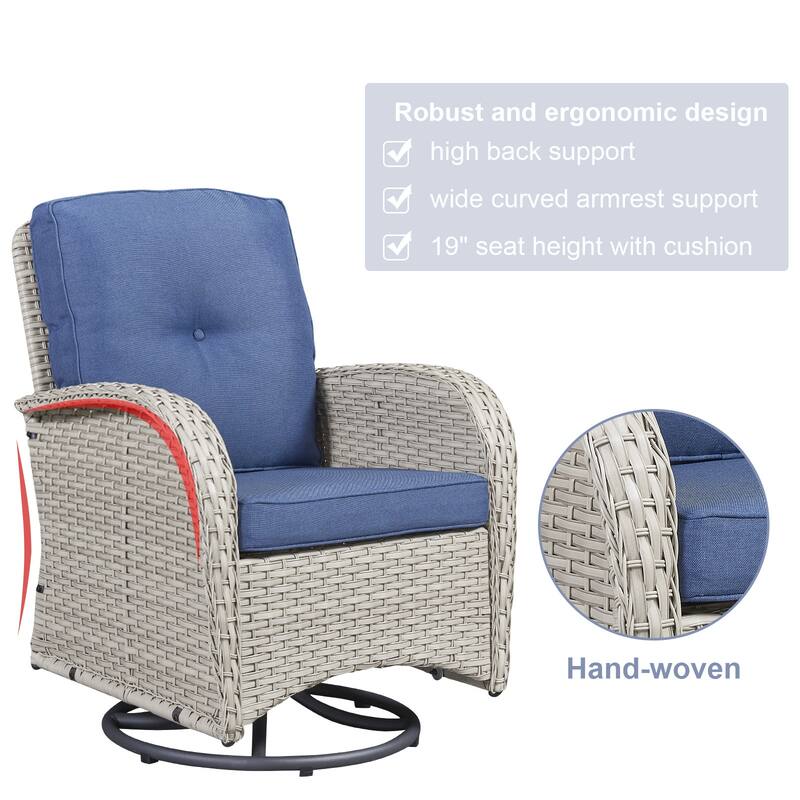 Outdoor Swivel Gliders Chair with Tempered Glass Side Table