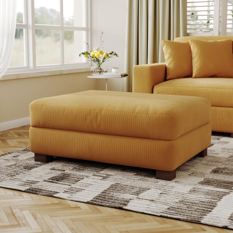 Modern Oversized striped Corduroy Ottoman