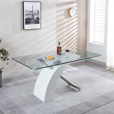 Stylish Dining Room Table, Luxury Glass Top Dining Table, Modern Design For Your House