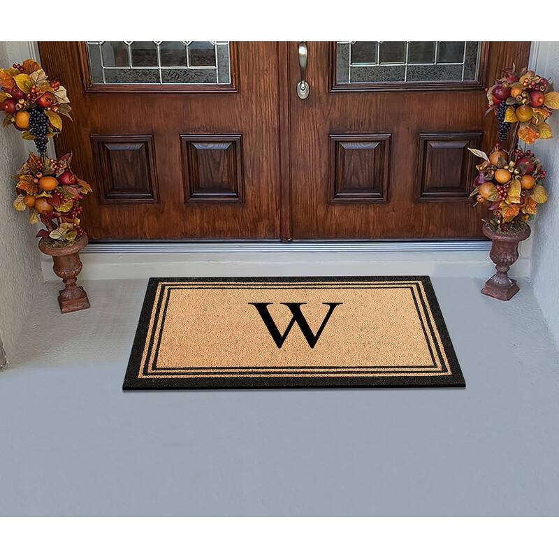 A1HC Pure Natural Coir Monogrammed Heavy Duty PVC Backing Doormat