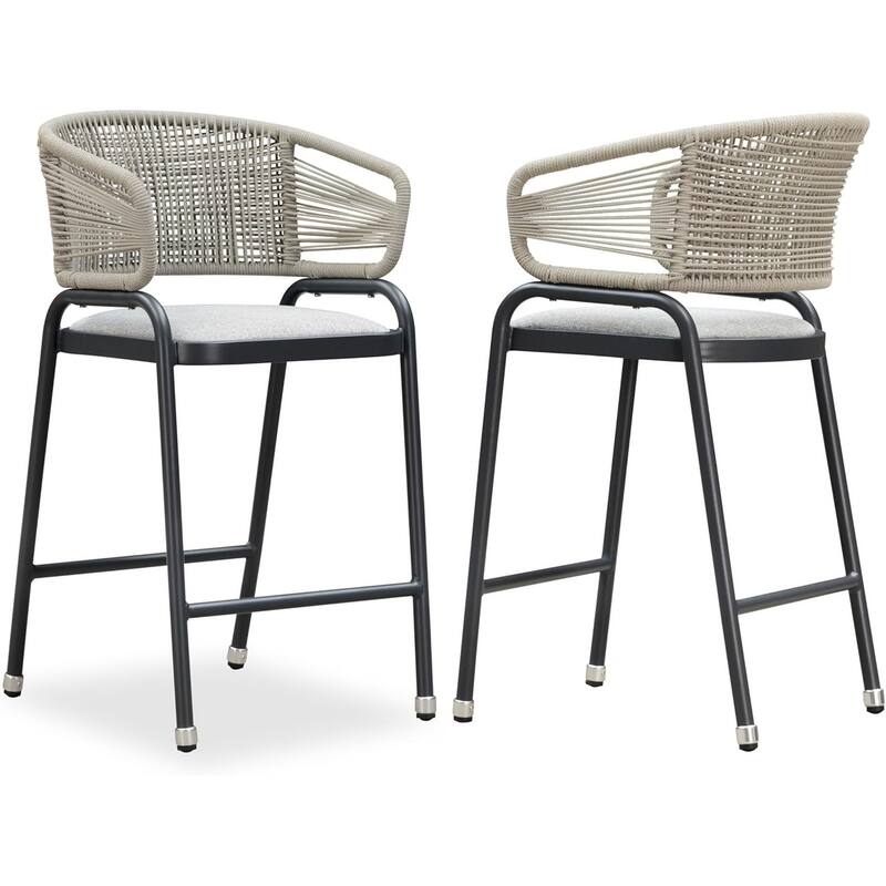 PURPLE LEAF Outdoor Dining Chairs Set of 2 Patio Bar Stools - N/A - Grey-counter stool