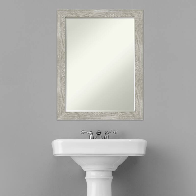 Petite Bevel Bathroom Wall Mirror - Dove Greywash Narrow Frame - Dove Greywash Narrow - 22 x 28 in