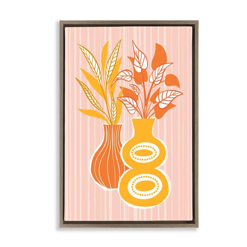 Stupell Orange & Yellow Vases Framed Floater Canvas Wall Art Design By Martina Pavlova - 21 x 31 - Brown
