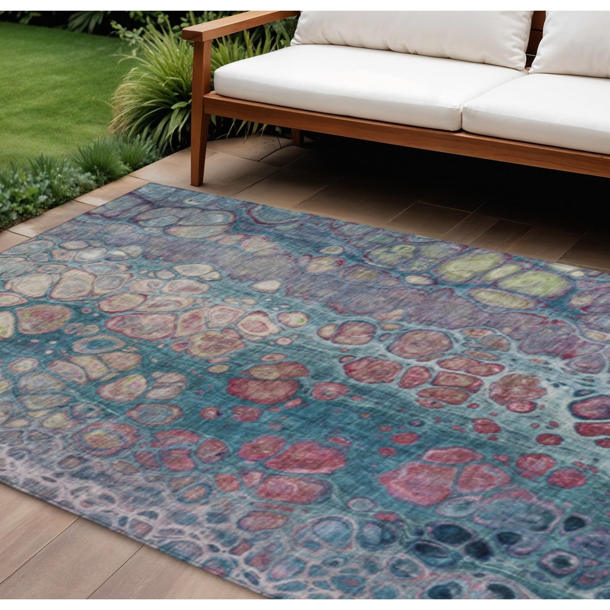HomeRoots Abstract Transitional Rectangle Outdoor Rug