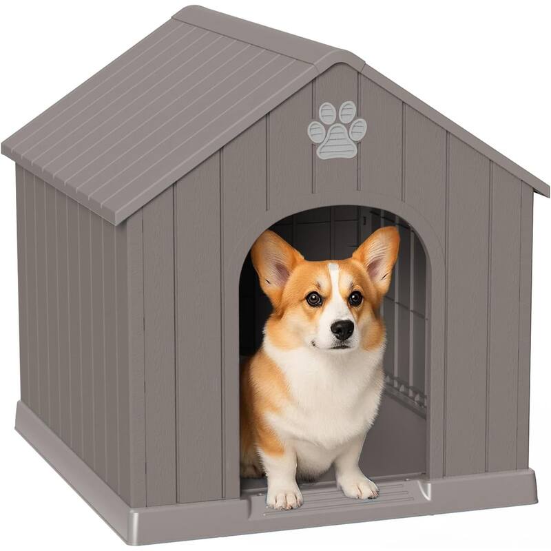 Decksplore Dog House Resin Outdoor Dog Kennel Weatherproof Indoor - BROWN