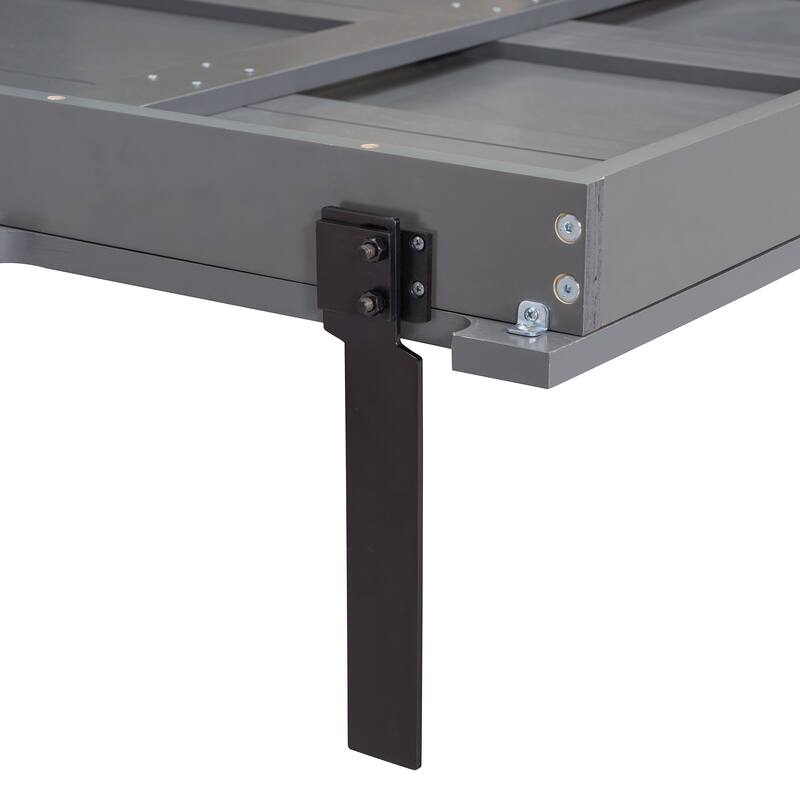 Queen Size Murphy Bed with Sofa, Space Saving Wall Bed with Desk Storage Shelves and Drawers for Home Office Pull Down Bed