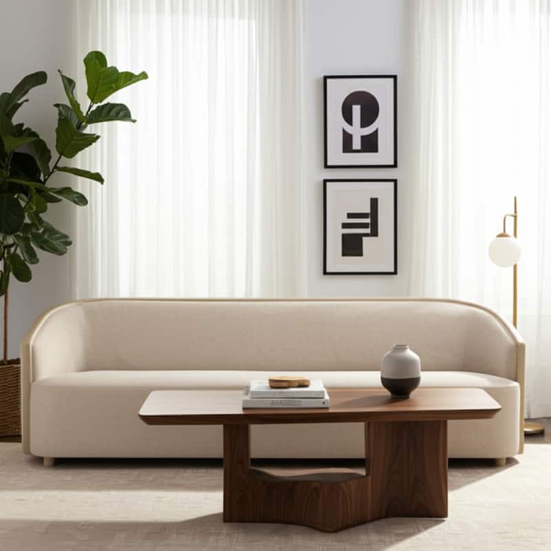 Upholstered Fabric Sofa Curved Arm Contemporary Design - 30" Multi - 87" x 29.5" x 30"