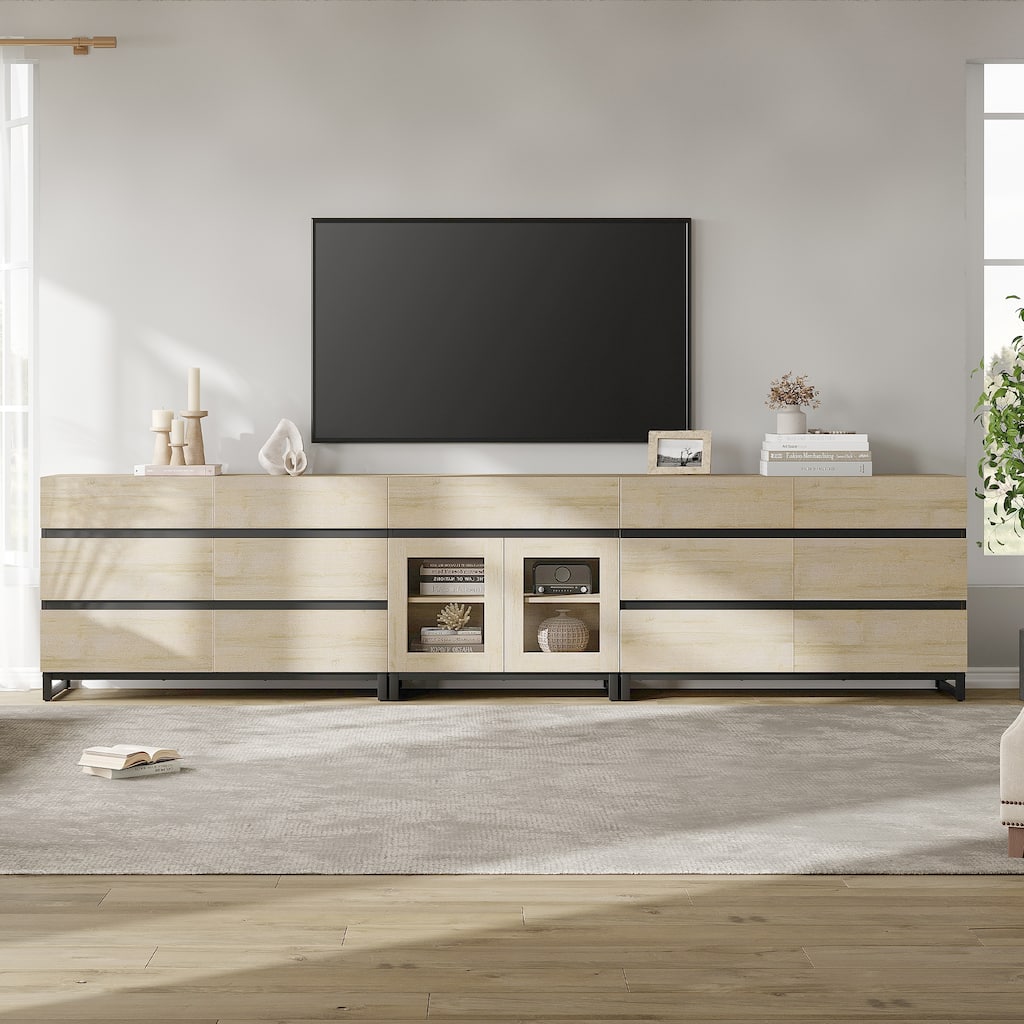 3 in 1 TV Stand for TVs up to 120 inches, TV Console with 12 Drawer, Entertainment Center for Living Room, Bedroom