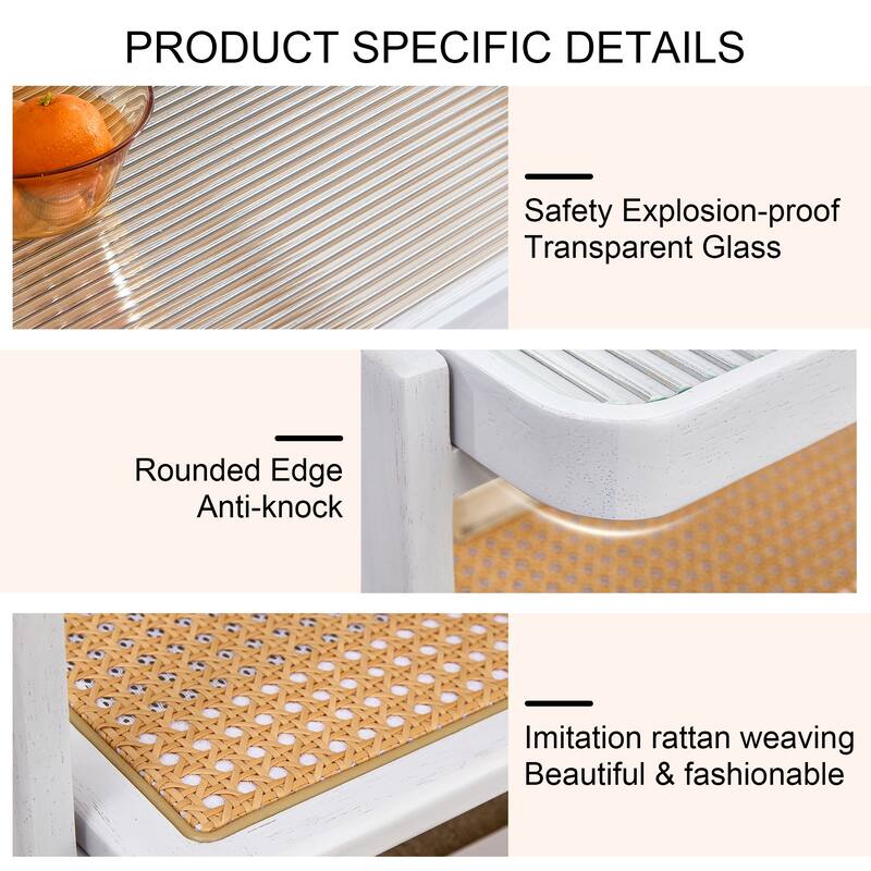 Coffee Table Solid Wood End Table Imitation Rattan Center Table