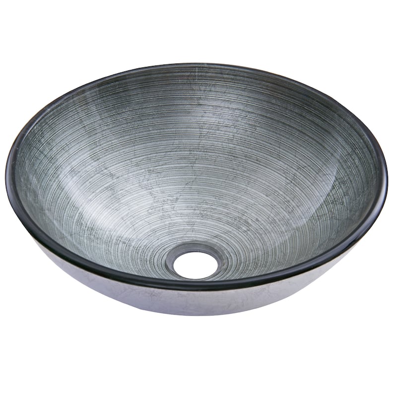 VIGO Giovanni 17"L x 17"W x 6"H Glass Round Vessel Bathroom Sink - Simply Silver