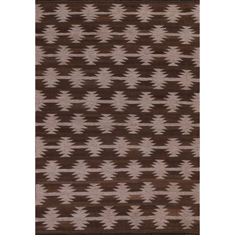 Natural Dye Tribal Geometric Kilim Oriental Area Rug Wool Hand-woven - 4'9" x 6'11"