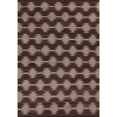Natural Dye Tribal Geometric Kilim Oriental Area Rug Wool Hand-woven - 4'9" x 6'11"