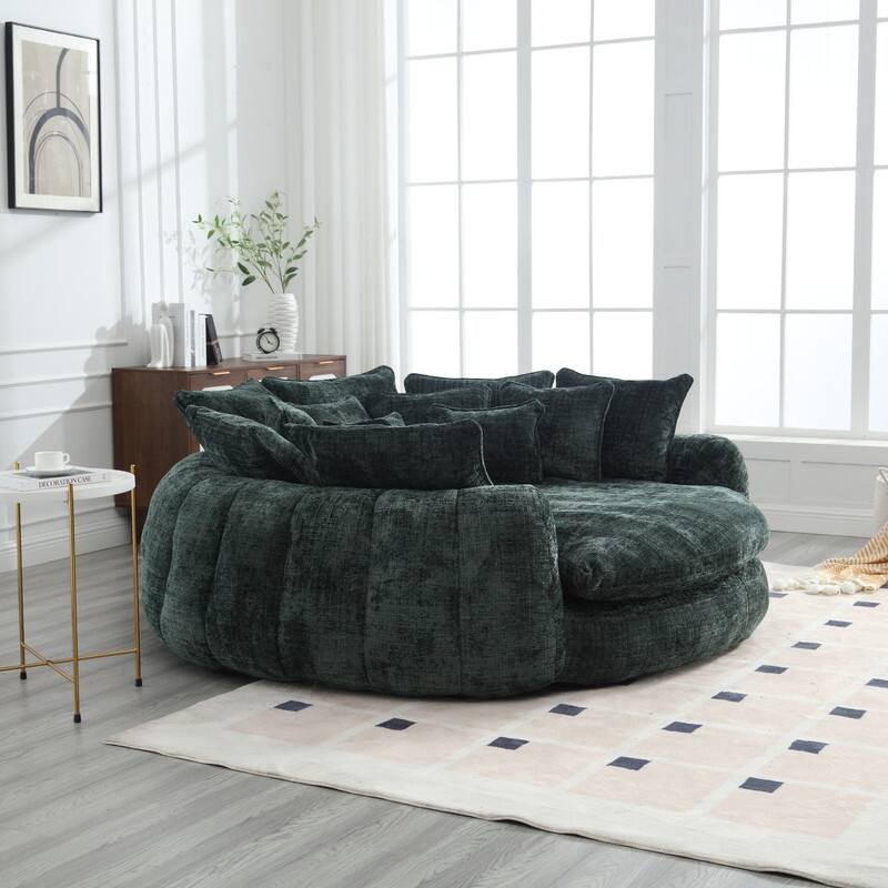 81.10" Double Bread Extra Large Round Sofa Bed with Armrests and Large Cushions