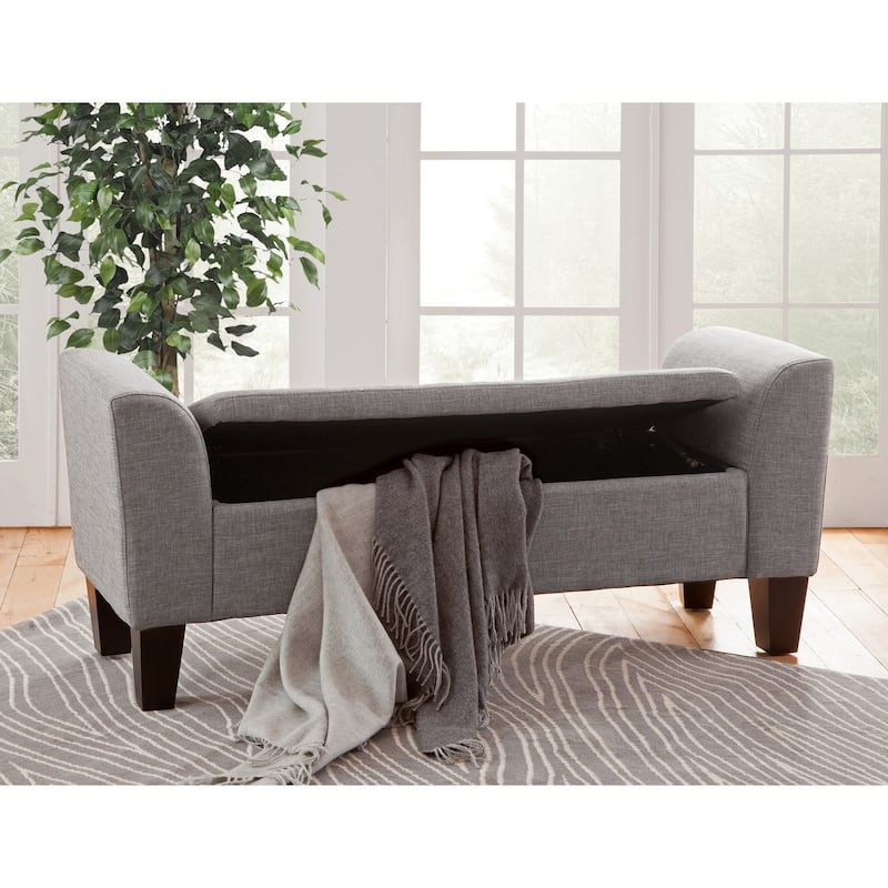 Grafton Home Claire Transitional Upholstered Storage Bench - Oscar Sterling Grey