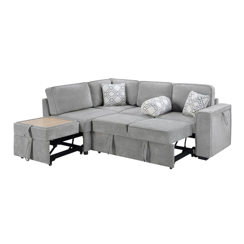 Convertible Multifunctional L-Shaped Sectional Sofa Bed with Dual Pull-Out Sleepers by Harper&Bright Designs