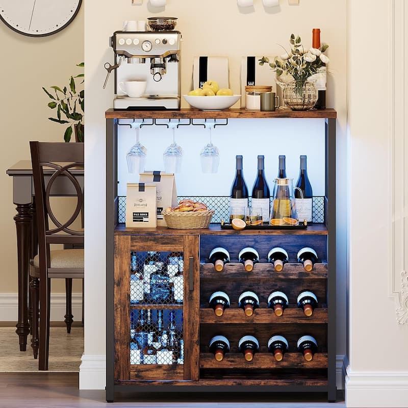 IDEALHOUSE Wine Bar Rack Cabinet with Light