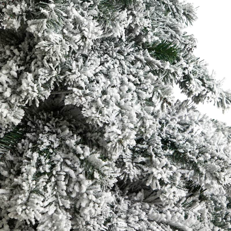7ft Flocked Christmas Tree with Warm White Lights - Holiday Decor & Festive Display - 84