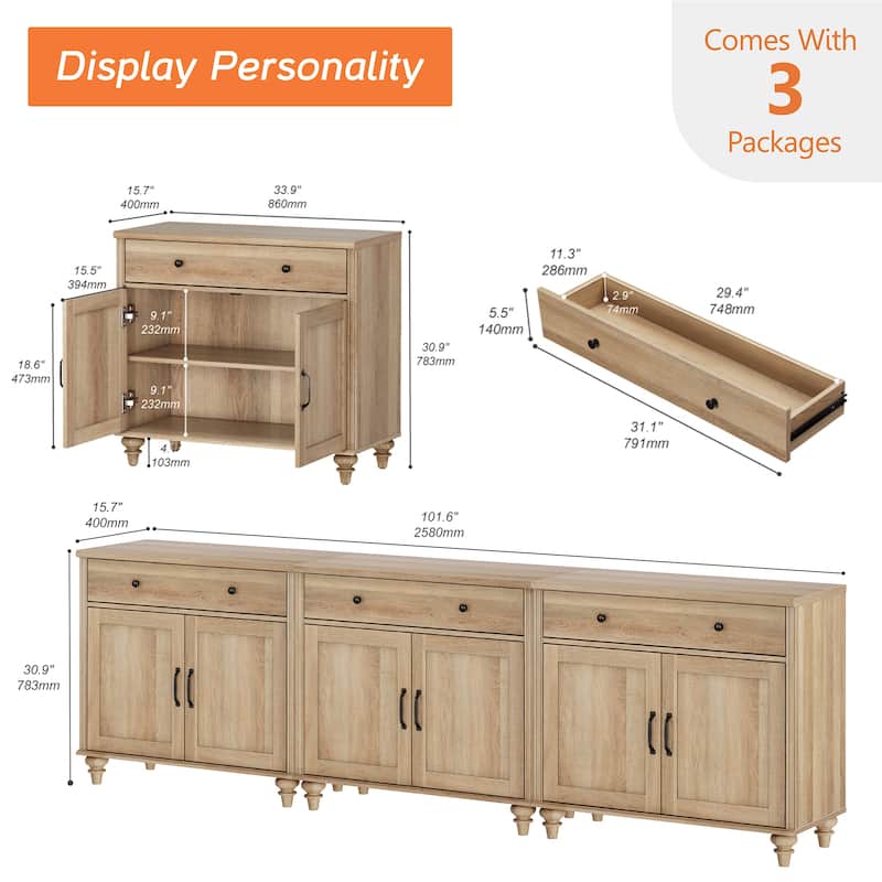 Farmhouse TV Stand for 75 inch TV, TV Console with Storage