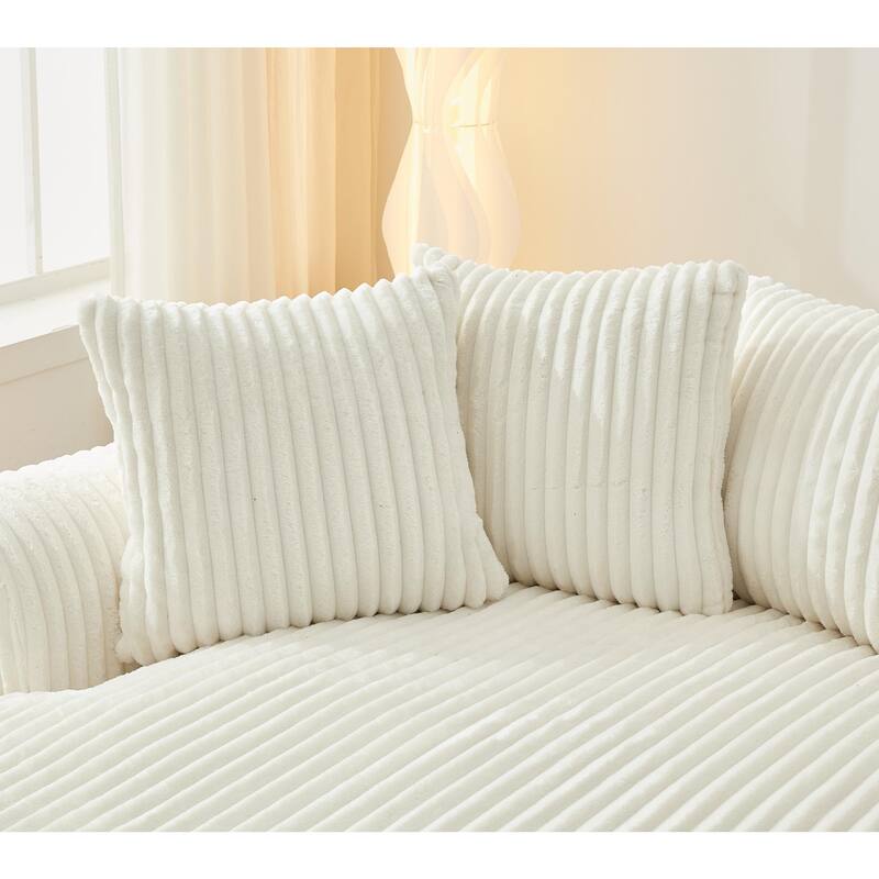 127" Corduroy L-Shaped Sectional Sofa with 10 Back Cushions