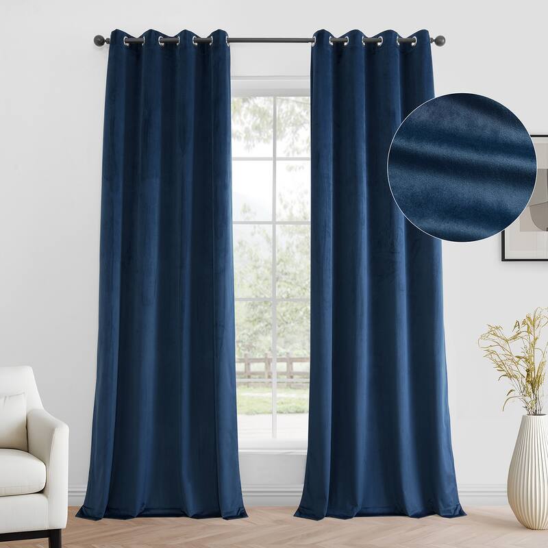 Exclusive Fabrics Simply Velvet Grommet Room Darkening Curtains for Bedroom & Living Room Curtains Pair (2 Panels))