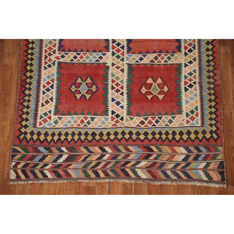 Vegetable Dye Kilim Qashqai Persian Antique Area Rug - 4'8"x 9'3"