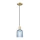 preview thumbnail 37 of 82, Innovations Lighting Downtown Urban - Bridal Veil - 1 Light 5" Cord Hung Mini Pendant Blue/Antique Brass