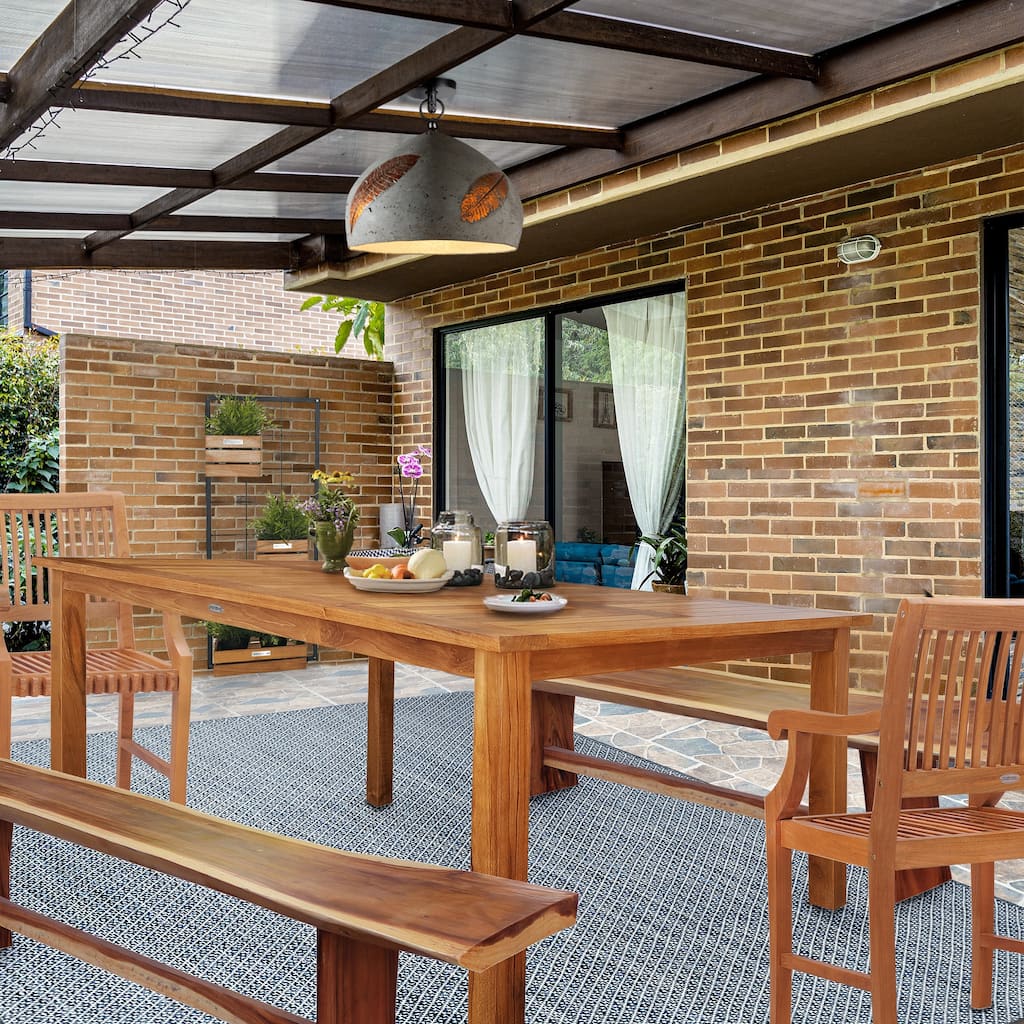 Chic Teak Bermuda Rectangular Teak Wood Patio Bistro Dining Table, 71 x 35 inch (Table Only)