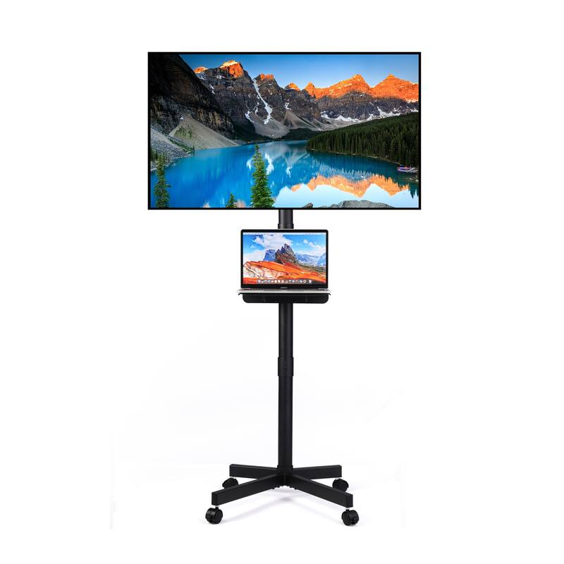 53" Mobile TV Stand with Adjustable Bracket & Casters for 23-60" TVs - Black