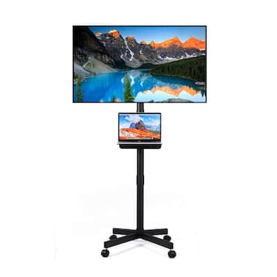 53" Mobile TV Stand with Adjustable Bracket & Casters for 23-60" TVs