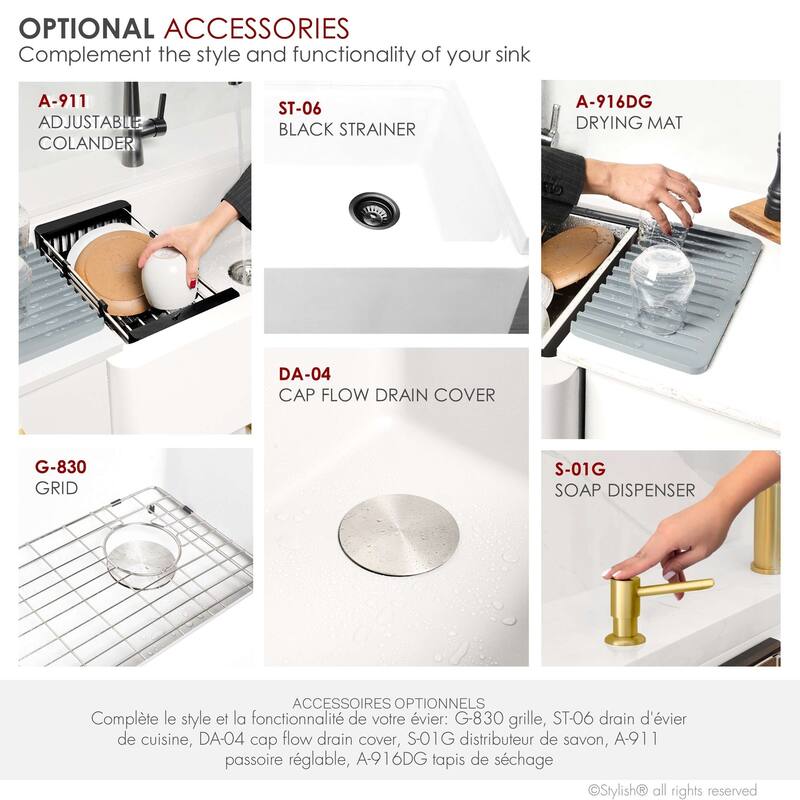 STYLISH Undermount 30" Workstation Single-Bowl Composite Granite Kitchen Sink - 30" x 21" x 10"