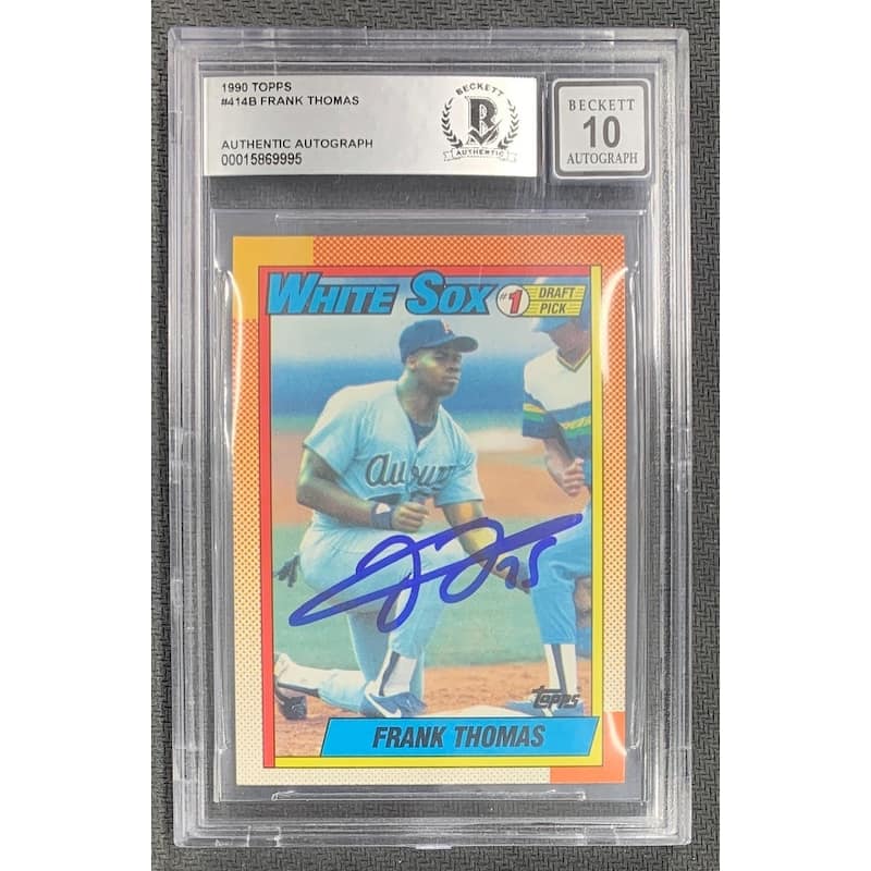 Frank Thomas 1990 Topps Signed Baseball Rookie Card #414B Auto Graded Beckett 10 - 8' x 11'