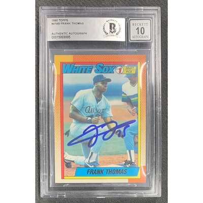Frank Thomas 1990 Topps Signed Baseball Rookie Card #414B Auto Graded Beckett 10 - 8' x 11'