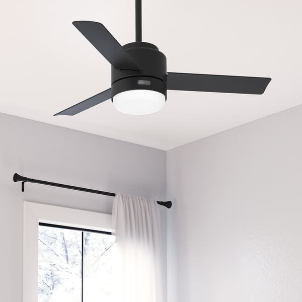 slide 2 of 15, Hunter 44" Gilmour Outdoor Ceiling Fan with LED Light, Handheld Remote, Damp-Rated - Transitional, Contemporary Matte Black