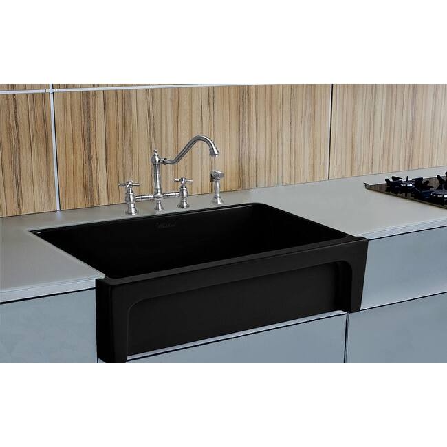 Whitehaus Glencove 30" Farmhouse Single Basin Fireclay Kitchen Sink - Black