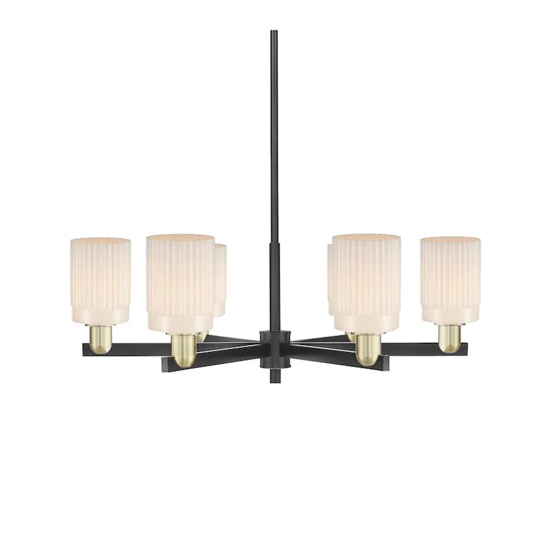Innovations Lighting 716-6CR-11-35 Hadley Chandelier Hadley 6 Light - Black Antique Brass / Matte White