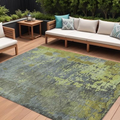 HomeRoots Abstract Transitional Rectangle Outdoor Rug