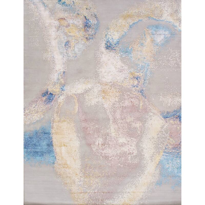 Pasargad Home Modern Hand-Knotted Abstract Ivory Area Rug -  9' 1'' X 12' 2''