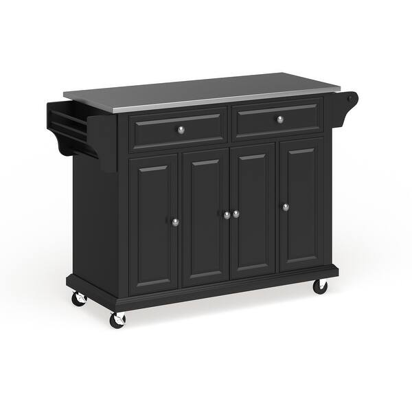 Crosley Full Size Black Finish Stainless Steel Top Kitchen Cart/ Island