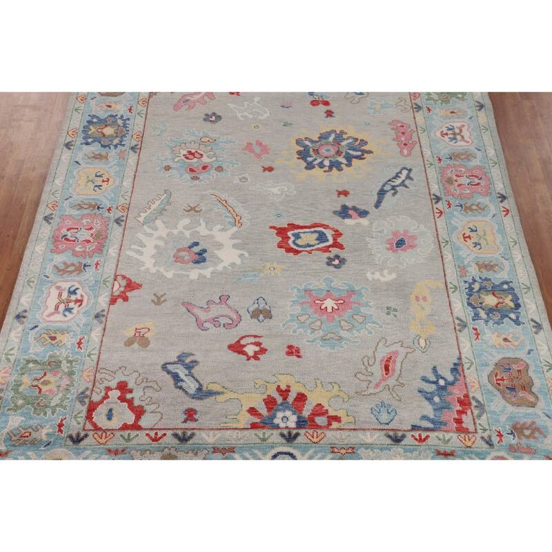 Floral Oushak Oriental Area Rug Handmade Wool Carpet - 8'11" x 11'6"