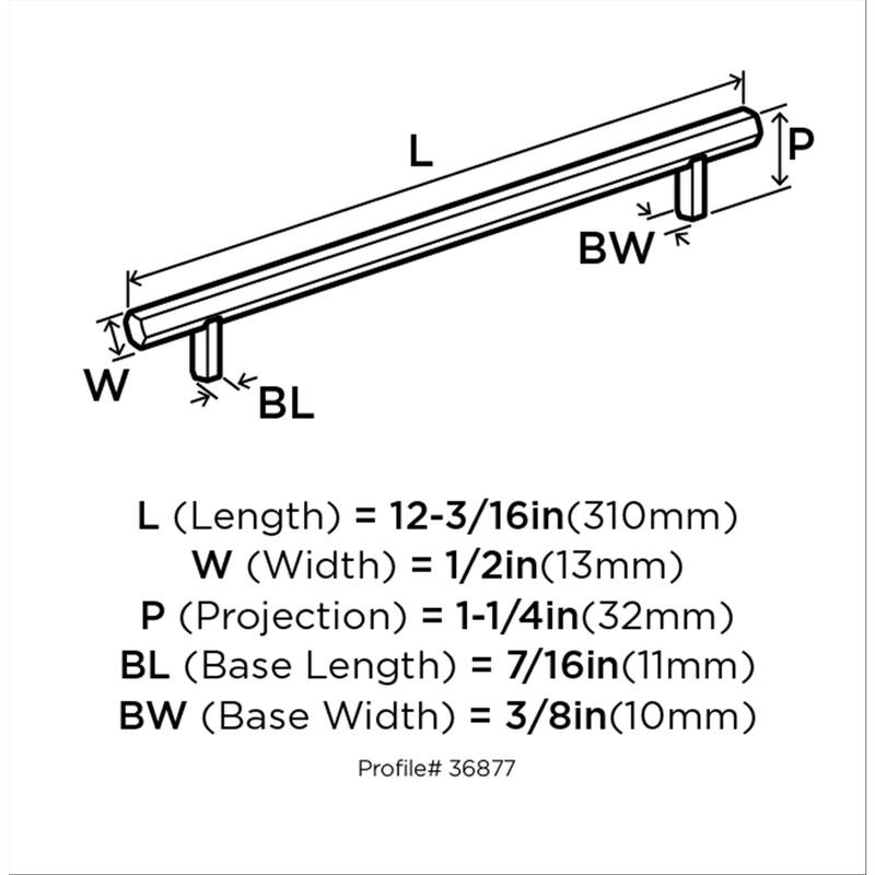 Caliber 10-1/16 in (256 mm) Center-to-Center Matte Black Cabinet Pull - 10.0625