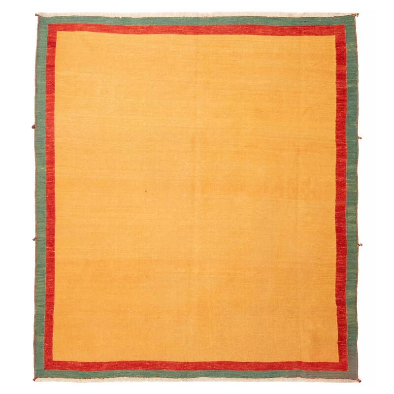 ECARPETGALLERY Flat-Weave Kashkuli Light Orange Wool Tapestry Kilim - 6'5 x 7'6 - Light Orange - 6'5 x 7'6