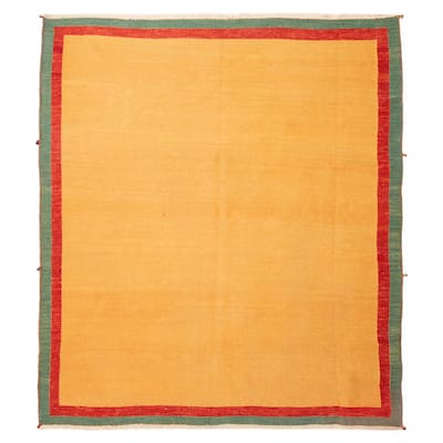ECARPETGALLERY Flat-Weave Kashkuli Light Orange Wool Tapestry Kilim - 6'5 x 7'6