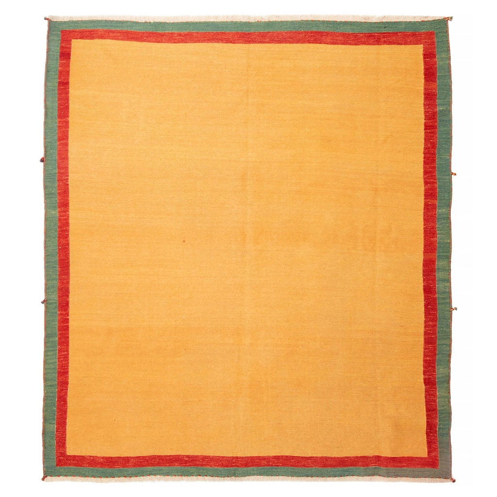 ECARPETGALLERY Flat-Weave Kashkuli Light Orange Wool Tapestry Kilim - 6'5 x 7'6